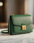 Chic Sling Bag with Golden Chain – Stylish & Compact Crossbody Purse