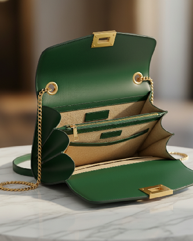 Chic Sling Bag with Golden Chain – Stylish & Compact Crossbody Purse