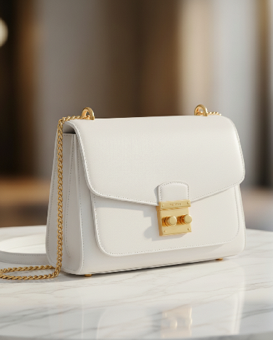 Chic Sling Bag with Golden Chain – Stylish & Compact Crossbody Purse